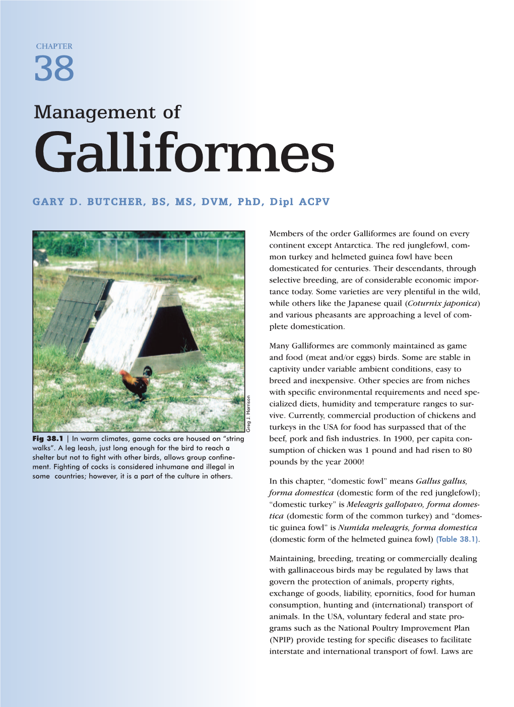 Management of Galliformes