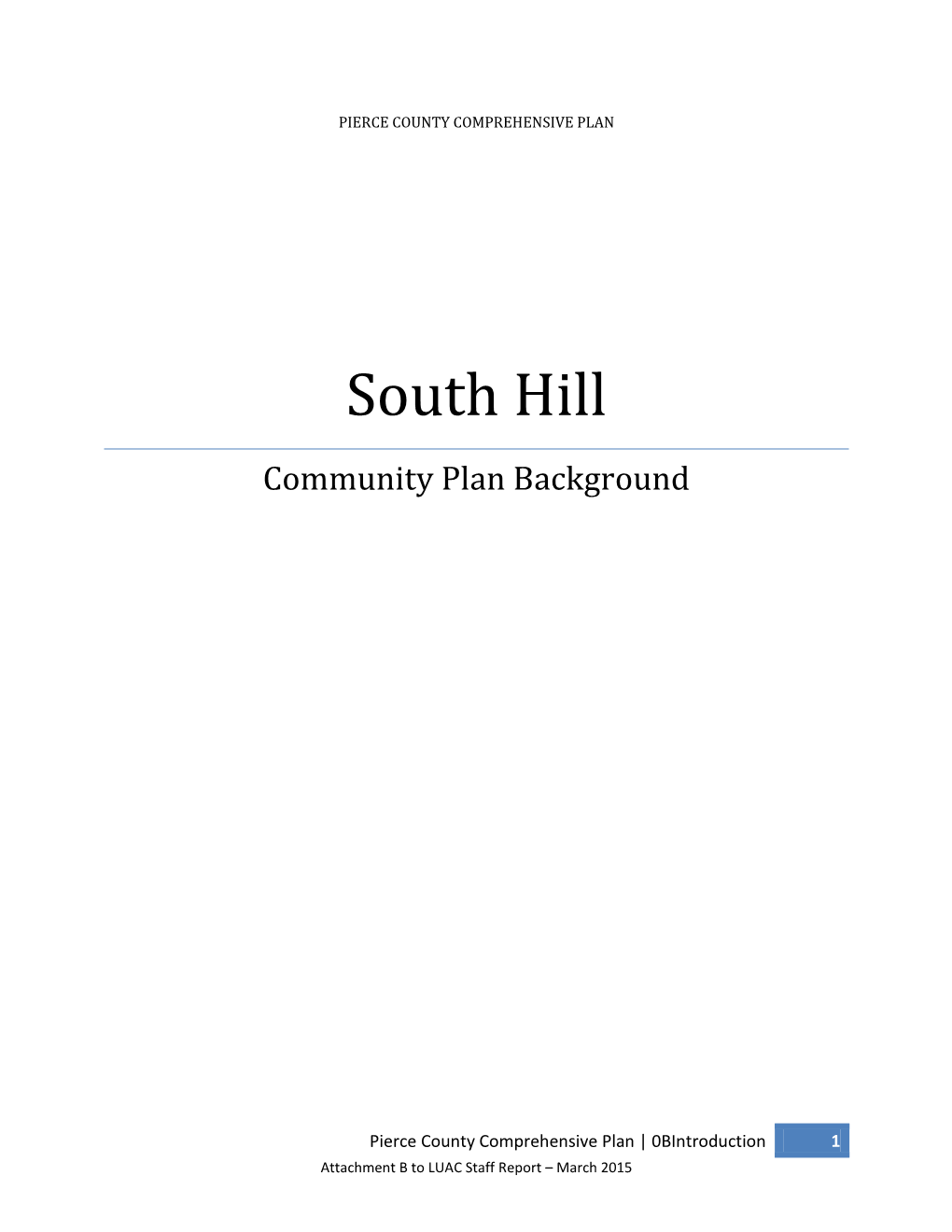 South Hill Community Plan Background