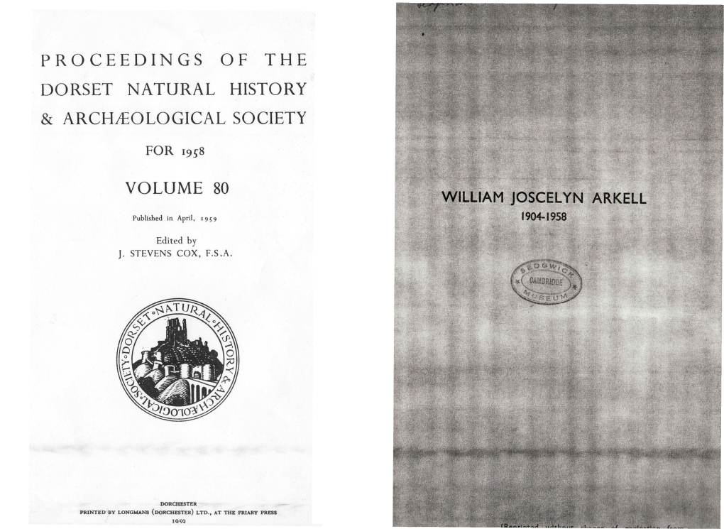 Proceedings of the Dorset Natural History & Archaeological Society