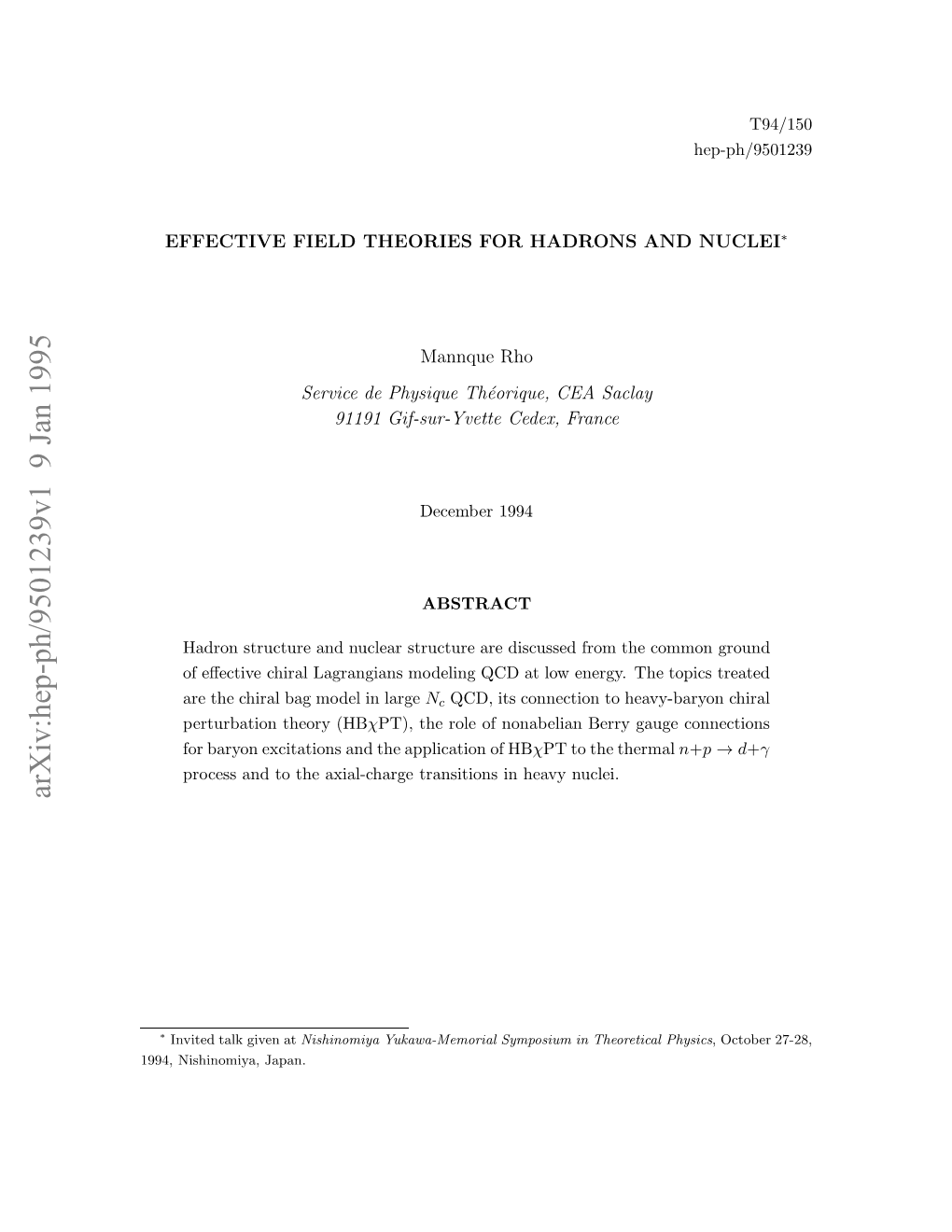 Effective Field Theories for Hadrons and Nuclei