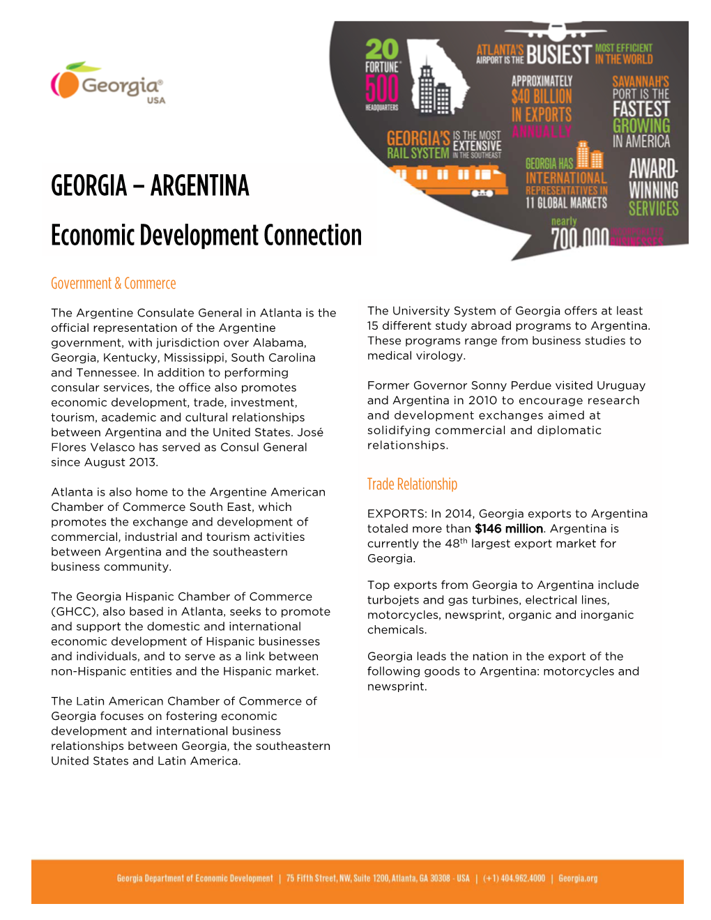 GEORGIA – ARGENTINA Economic Development Connection