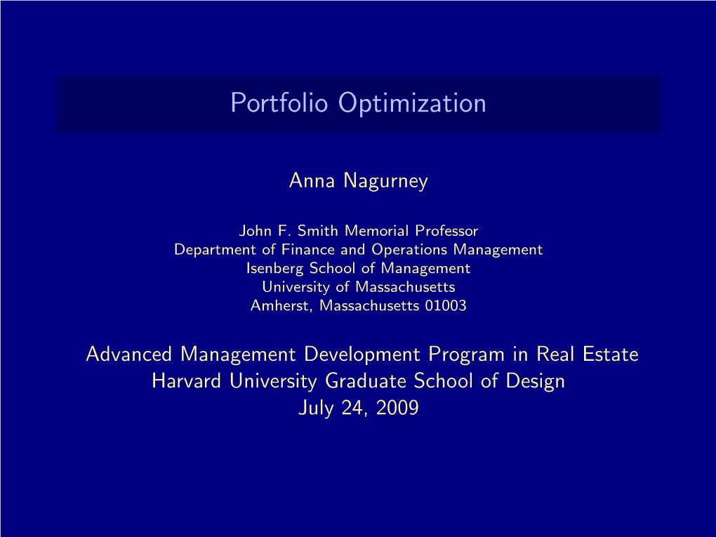 Portfolio Optimization