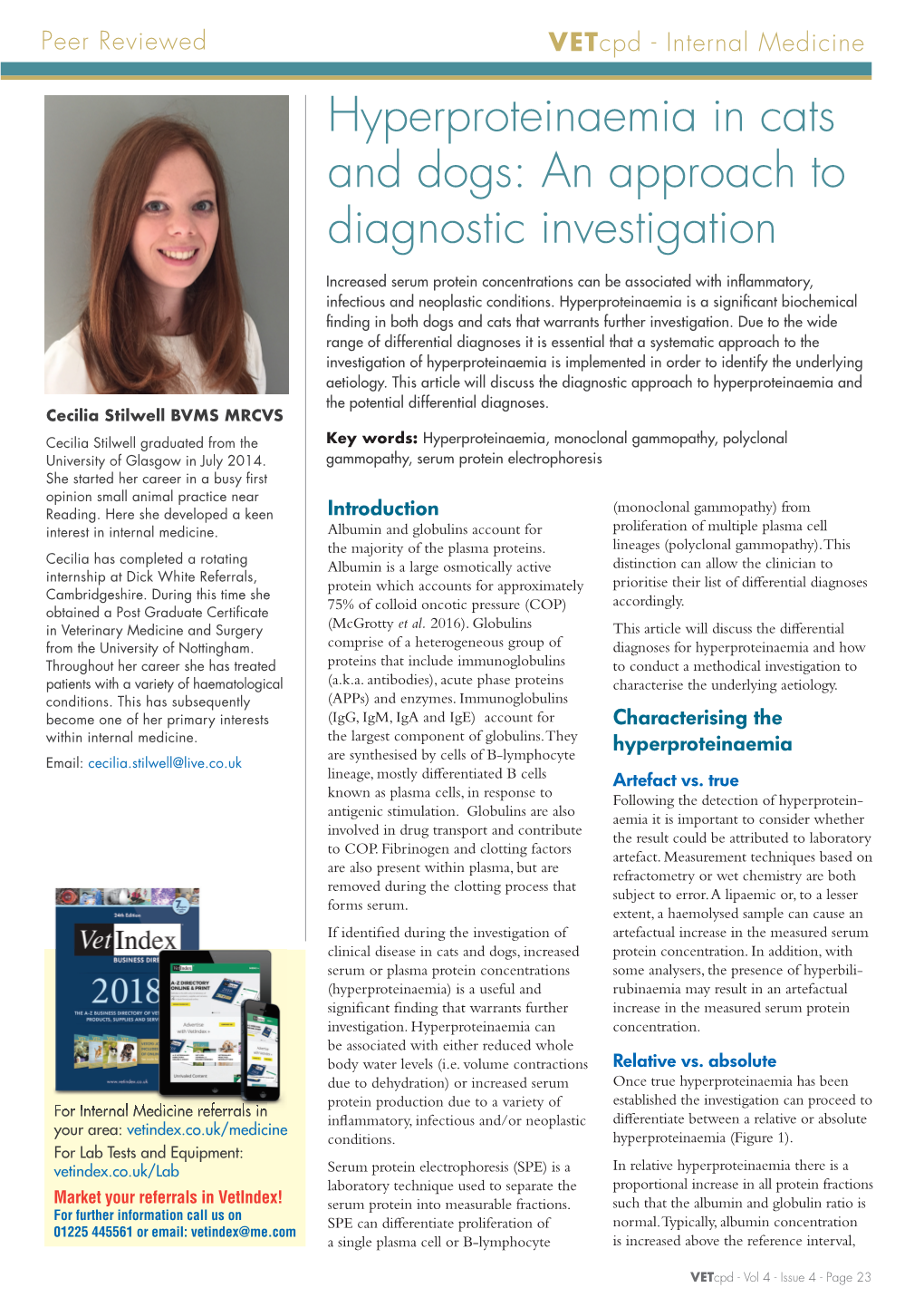 Hyperproteinaemia in Cats and Dogs: an Approach to Diagnostic Investigation