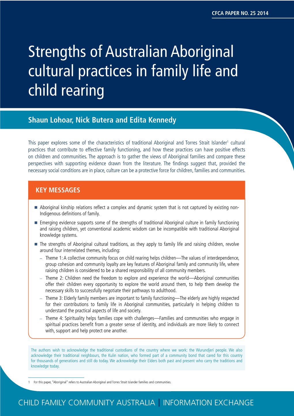 Strengths of Australian Aboriginal Cultural Practices in Family Life and Child Rearing