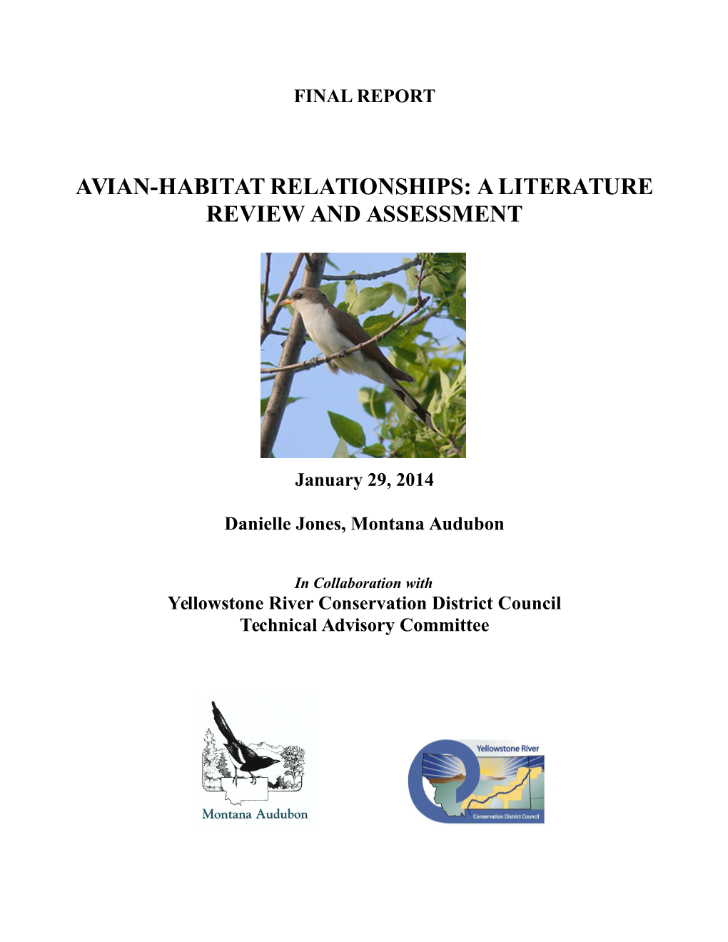 Avian-Habitat Relationships: a Literature Review and Assessment