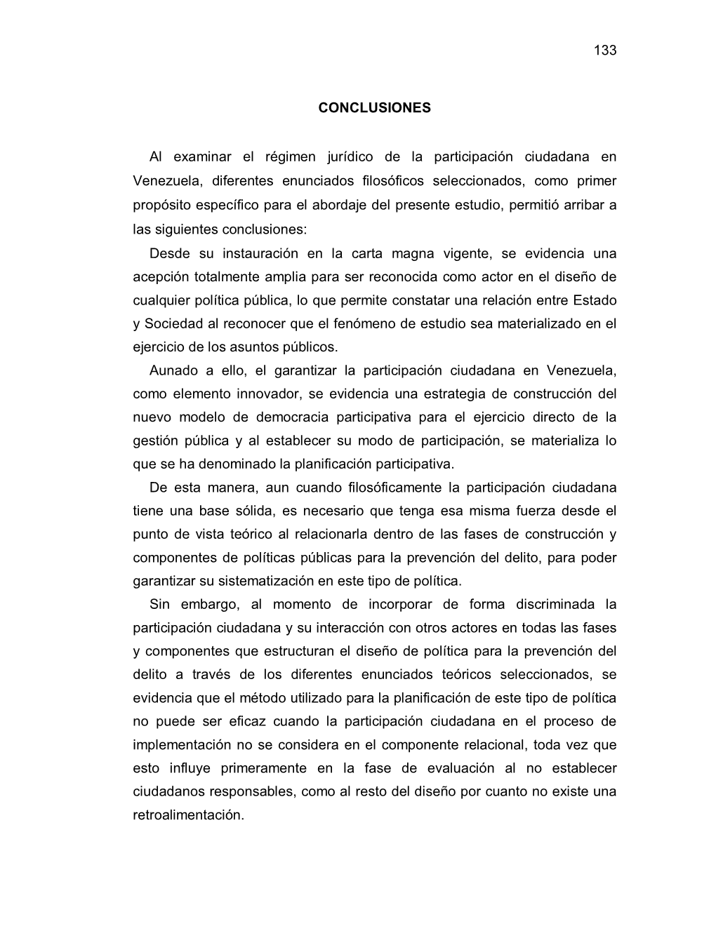 133 CONCLUSIONES Al Examinar El Régimen Jurídico De La Participación