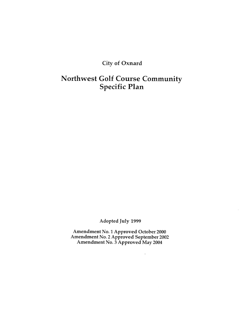 Northwest Golf Course Community Specific Plan