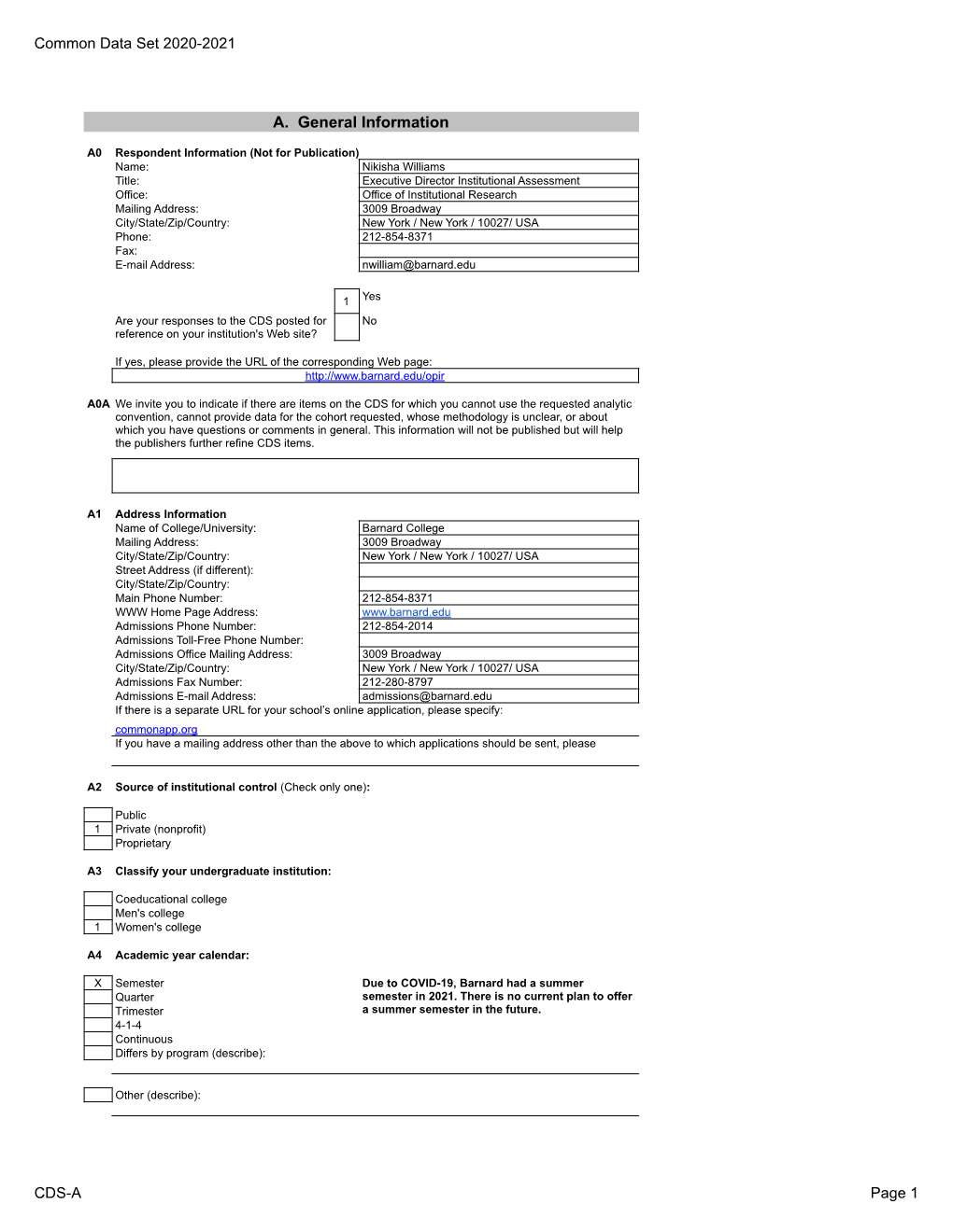 Common Data Set 2020-2021 CDS-A Page 1