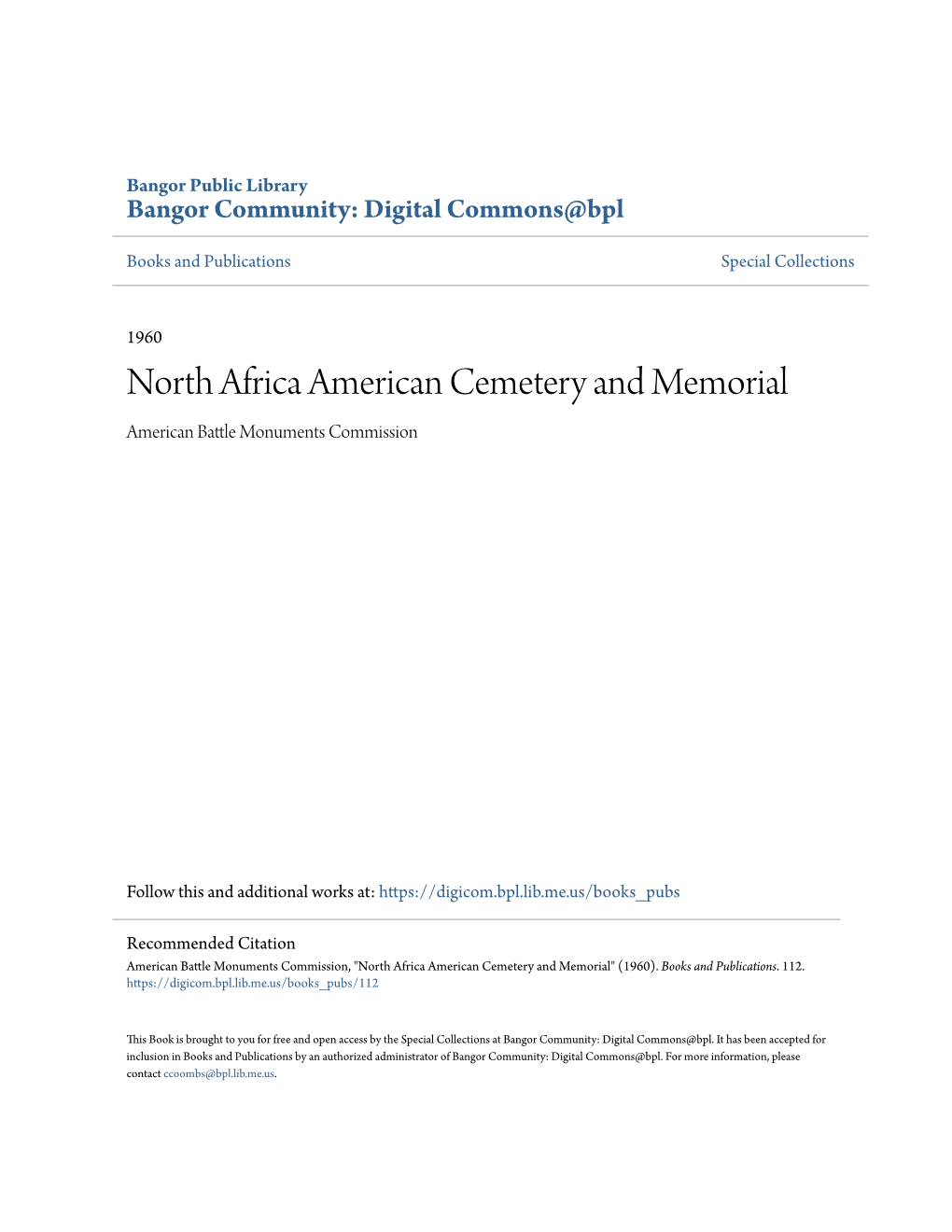 North Africa American Cemetery and Memorial American Battle Onm Uments Commission