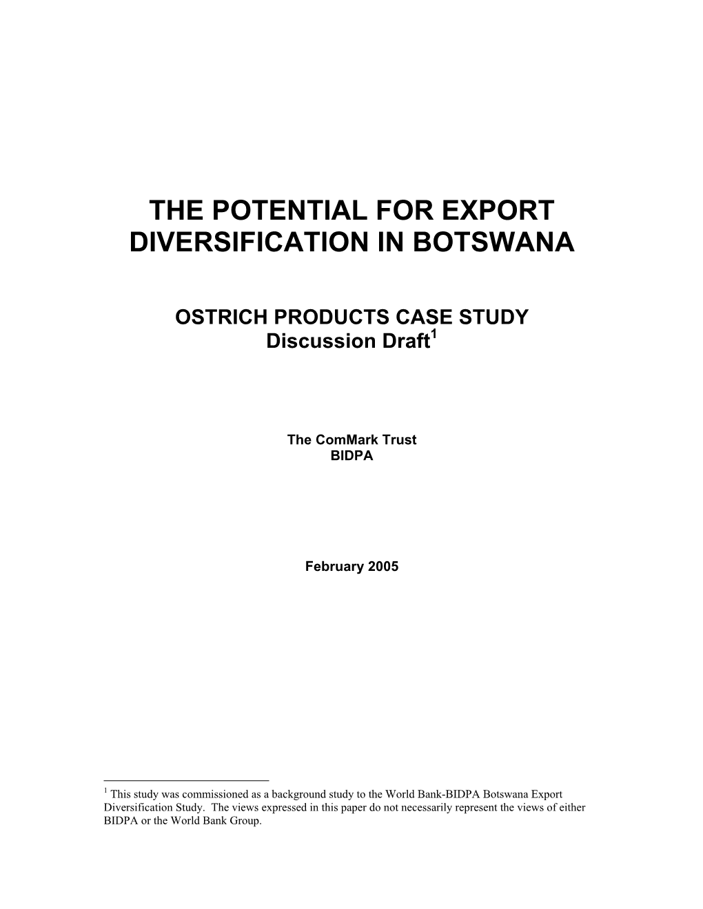 The Potential for Export Diversification in Botswana