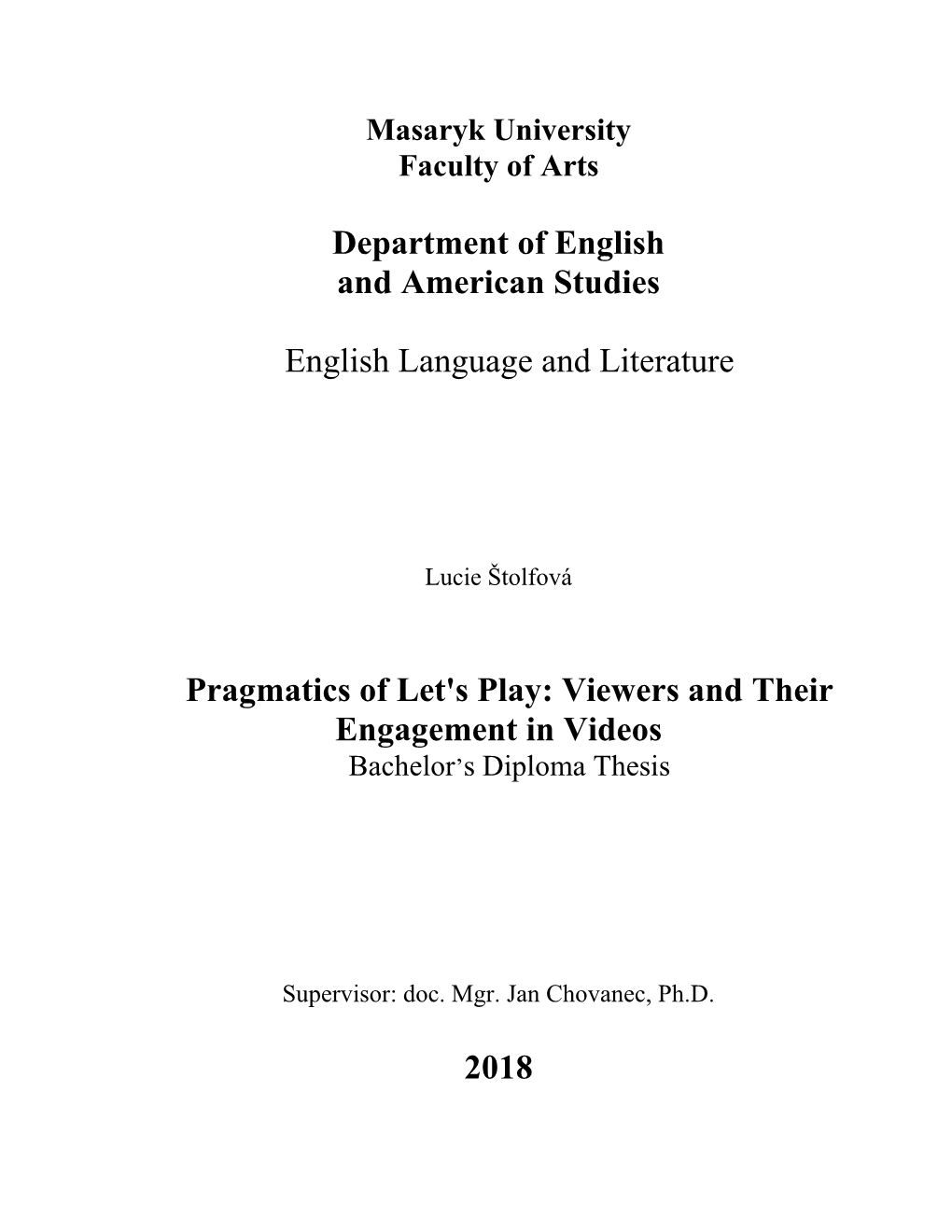 Department of English and American Studies English