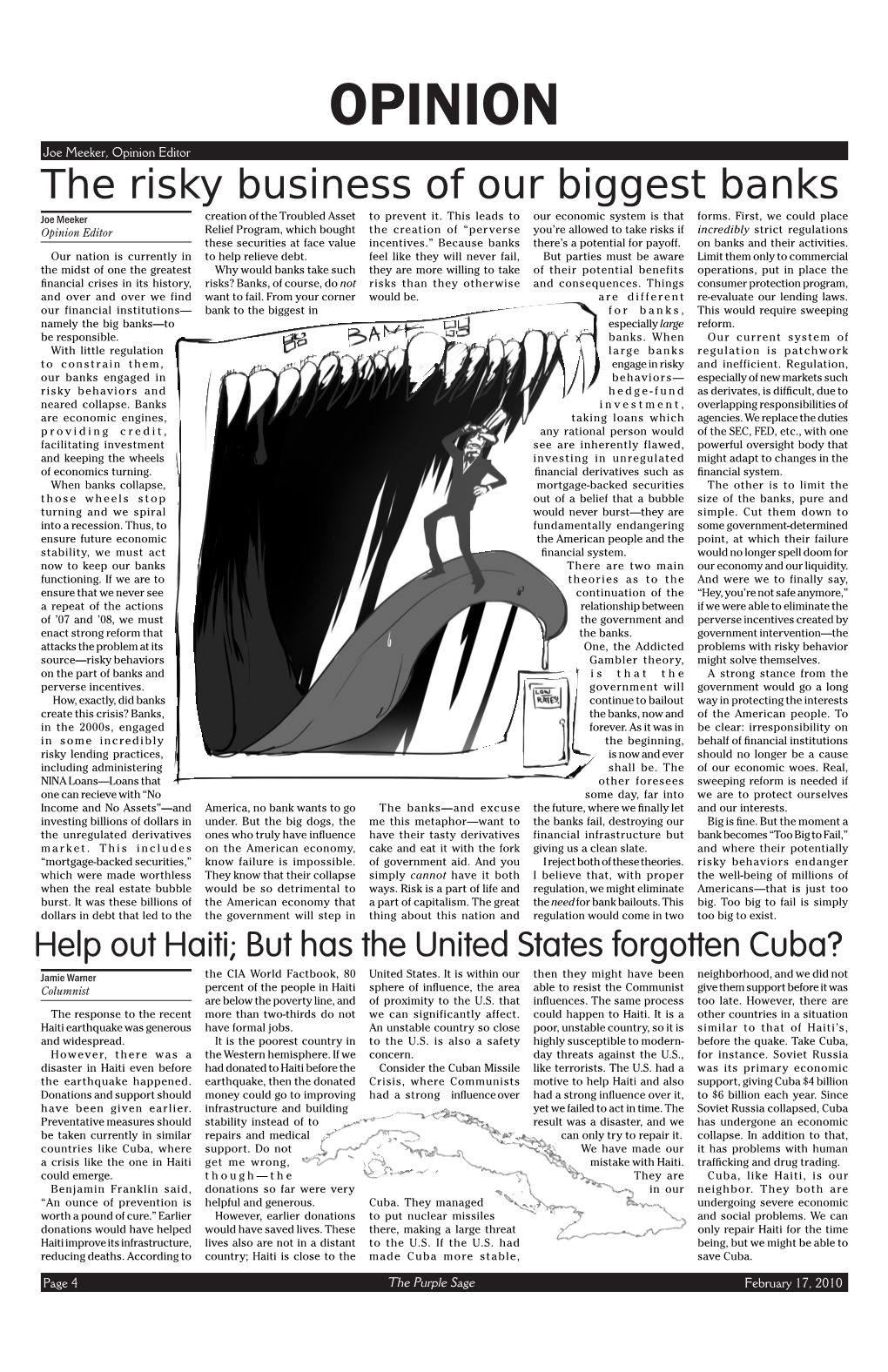 Opinion Joe Meeker, Opinion Editor the Risky Business of Our Biggest Banks Joe Meeker Creation of the Troubled Asset to Prevent It