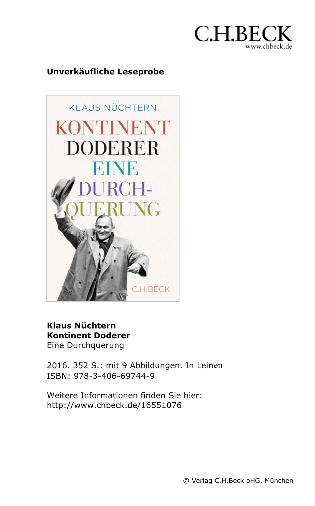 Leseprobe Kontinent Doderer