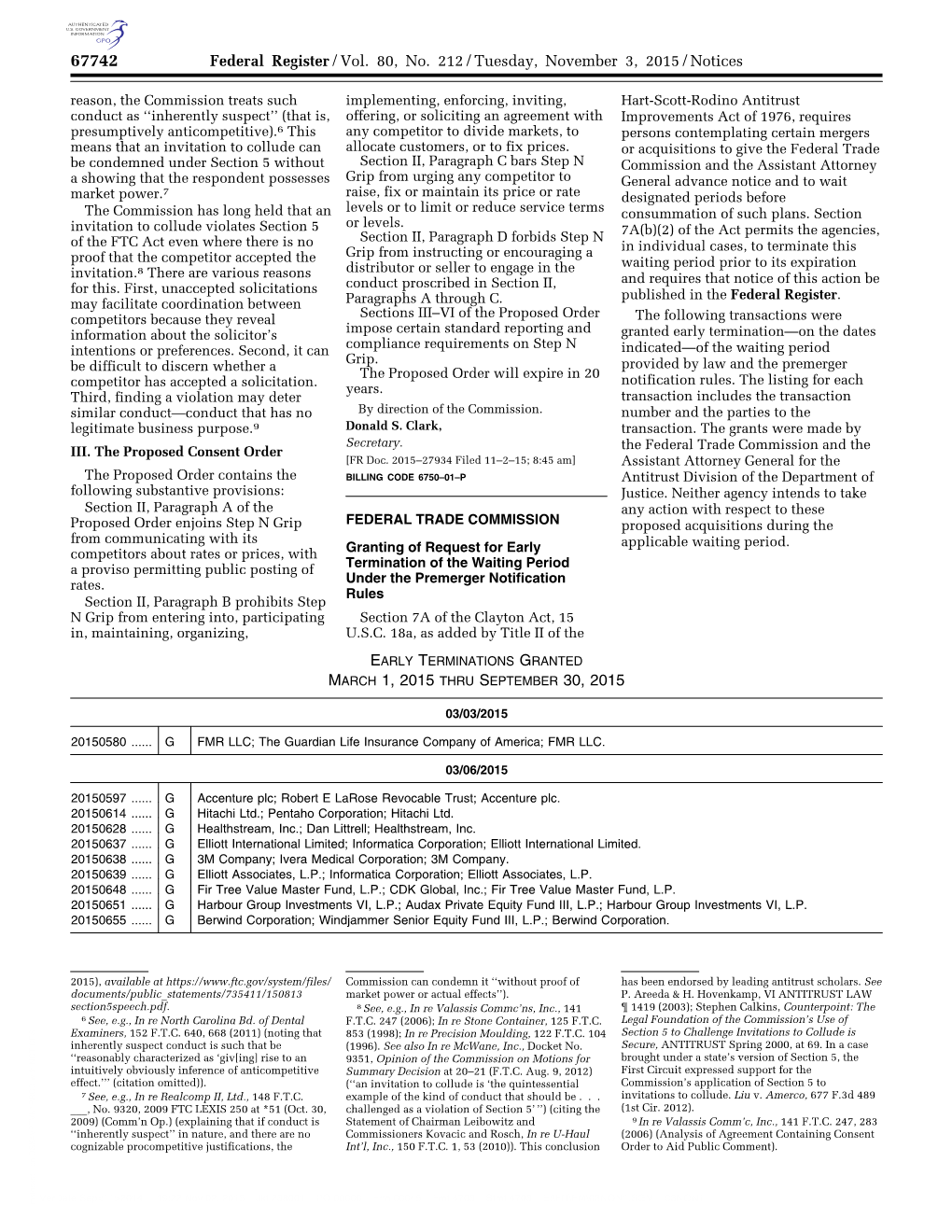 Federal Register/Vol. 80, No. 212/Tuesday, November 3, 2015/Notices