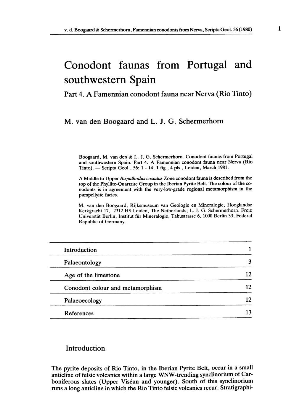 Conodont Faunas from Portugal and Southwestern Spain