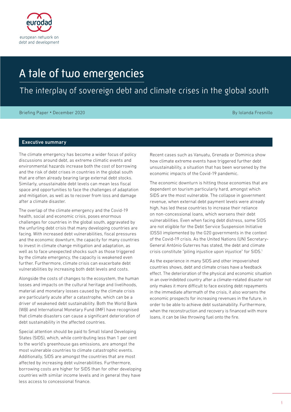 A Tale of Two Emergencies the Interplay of Sovereign Debt and Climate Crises in the Global South