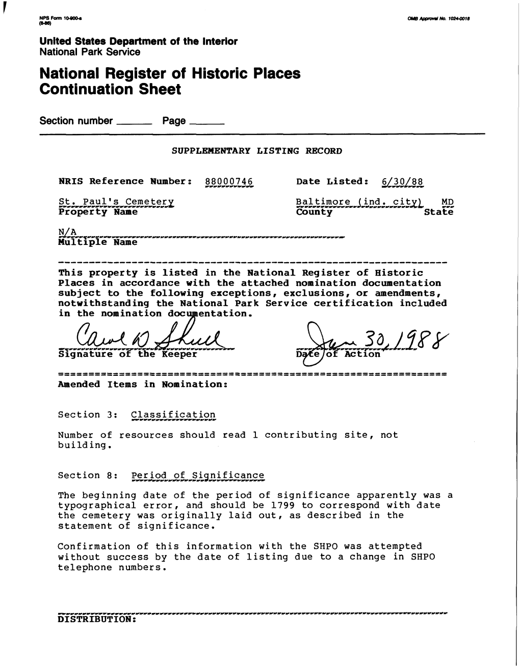 National Register of Historic Places Continuation Sheet