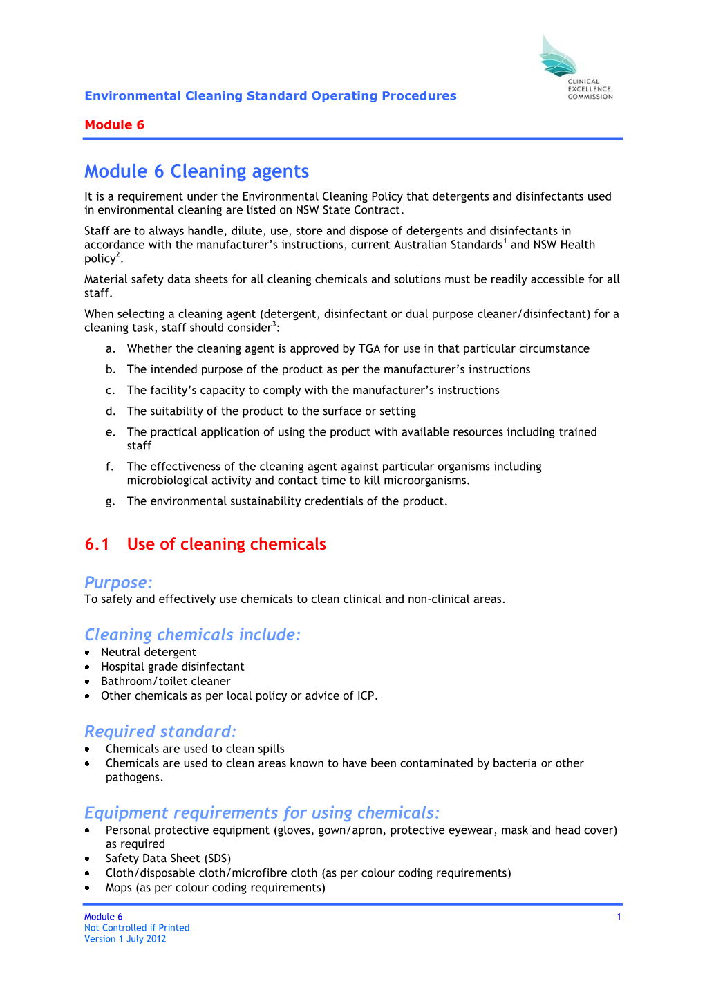 Environmental Cleaning Standard Operating Procedures