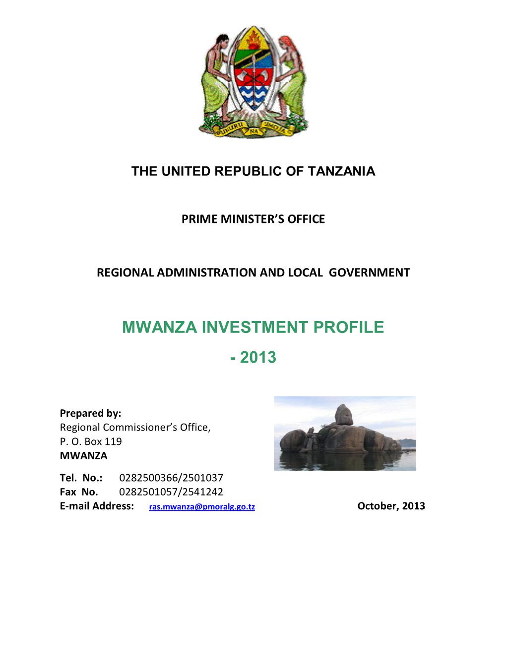Mwanza Investment Profile - 2013