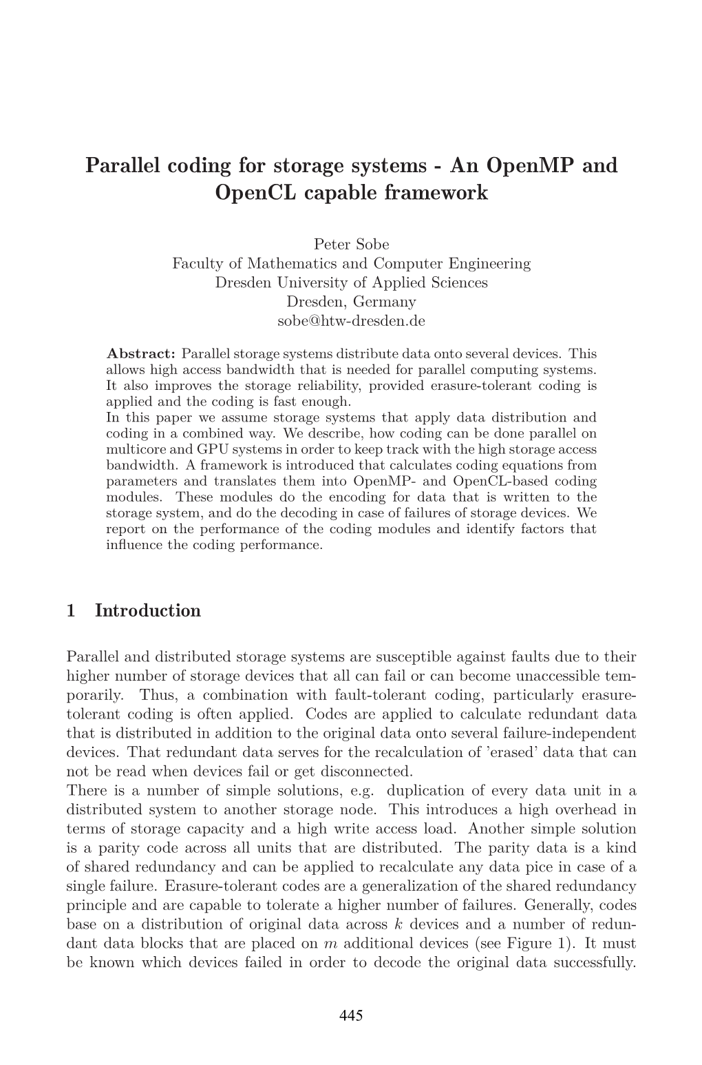 Parallel Coding for Storage Systems