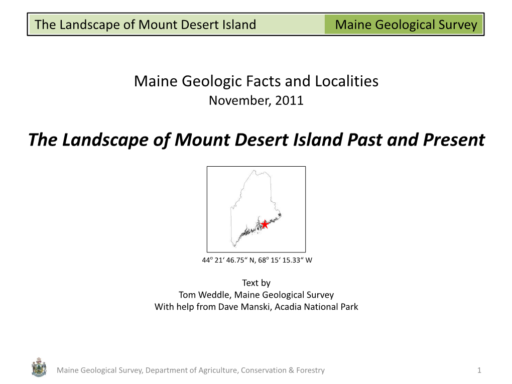 Geologic Site of the Month:The Landscape of Mount Desert Island