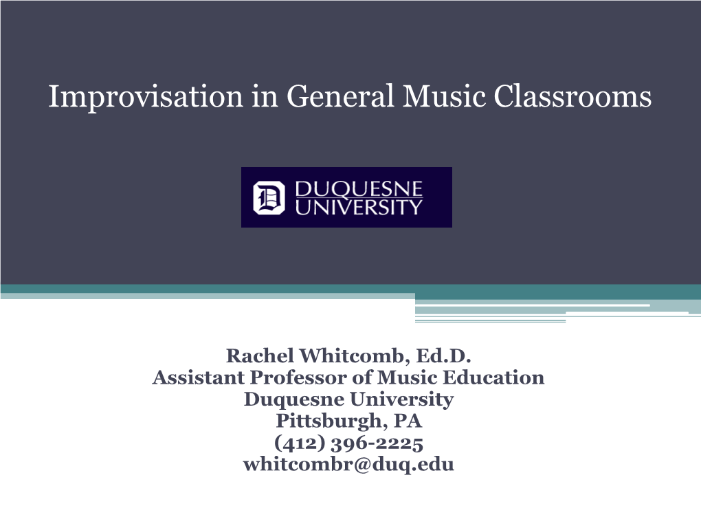 Improvisation in Elementary General Music: a Survey Study