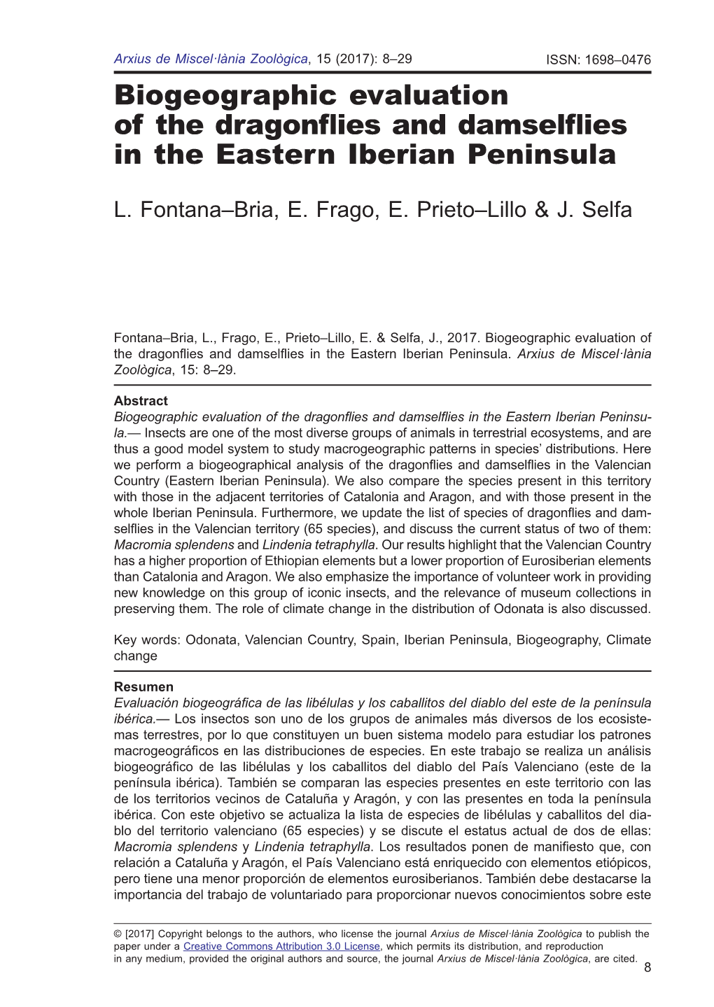 Biogeographic Evaluation of the Dragonflies and Damselflies in The