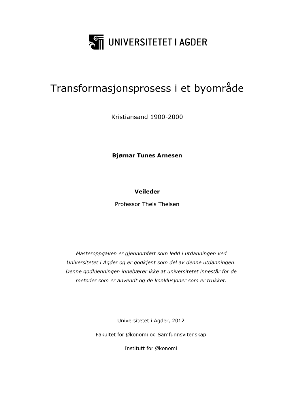 Transformasjonsprosess I Et Byområde