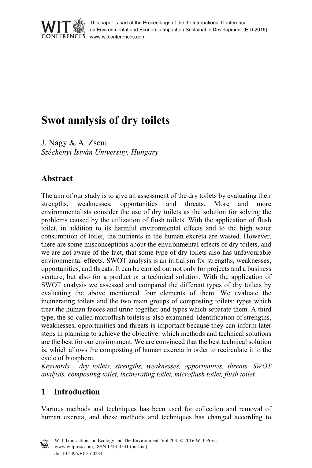 Swot Analysis of Dry Toilets