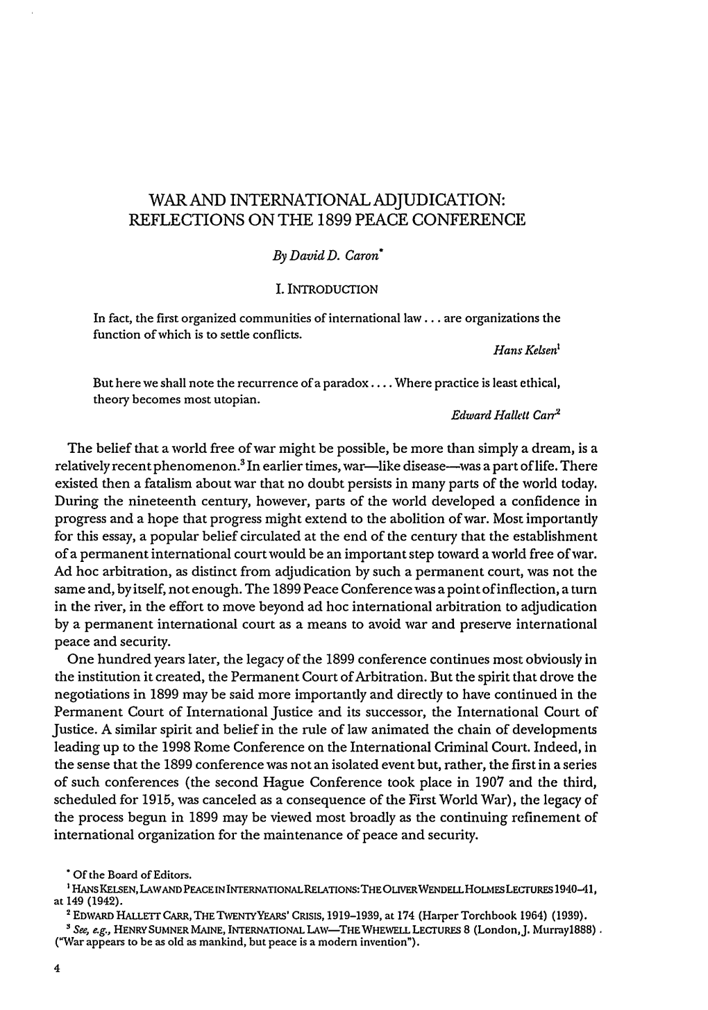 War and International Adjudication: Reflections on the 1899 Peace Conference