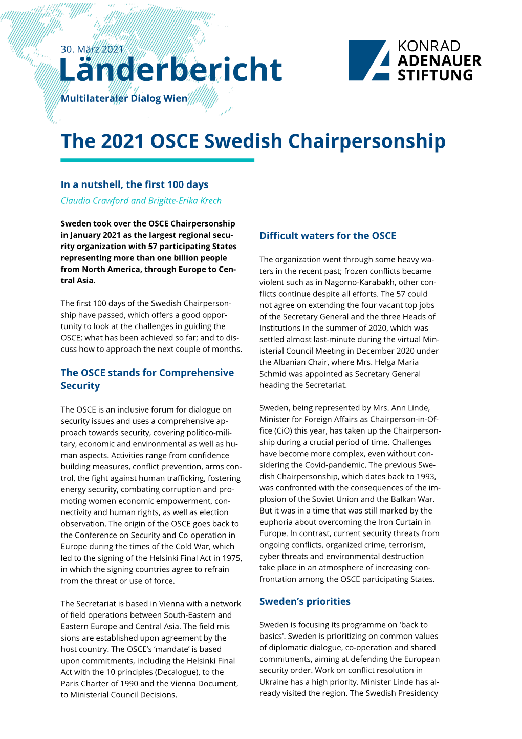 The 2021 OSCE Swedish Chairpersonship