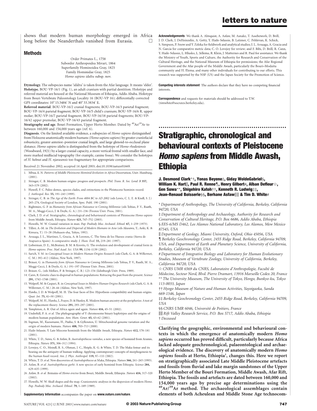 Stratigraphic, Chronological and Behavioural Contexts of Pleistocene