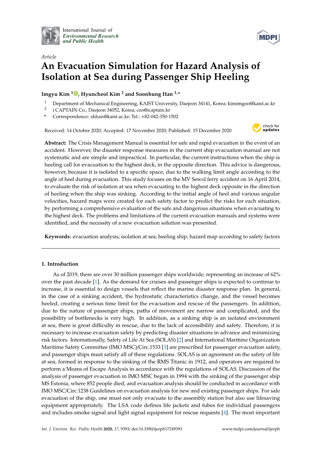 An Evacuation Simulation for Hazard Analysis of Isolation at Sea During Passenger Ship Heeling