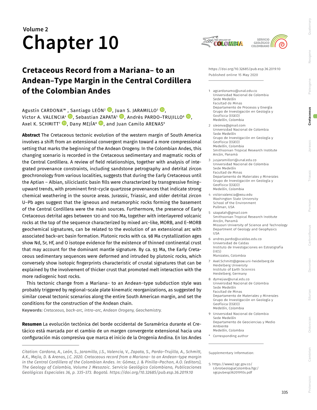 Cretaceous Record from a Mariana– to an Published Online 15 May 2020 Andean–Type Margin in the Central Cordillera