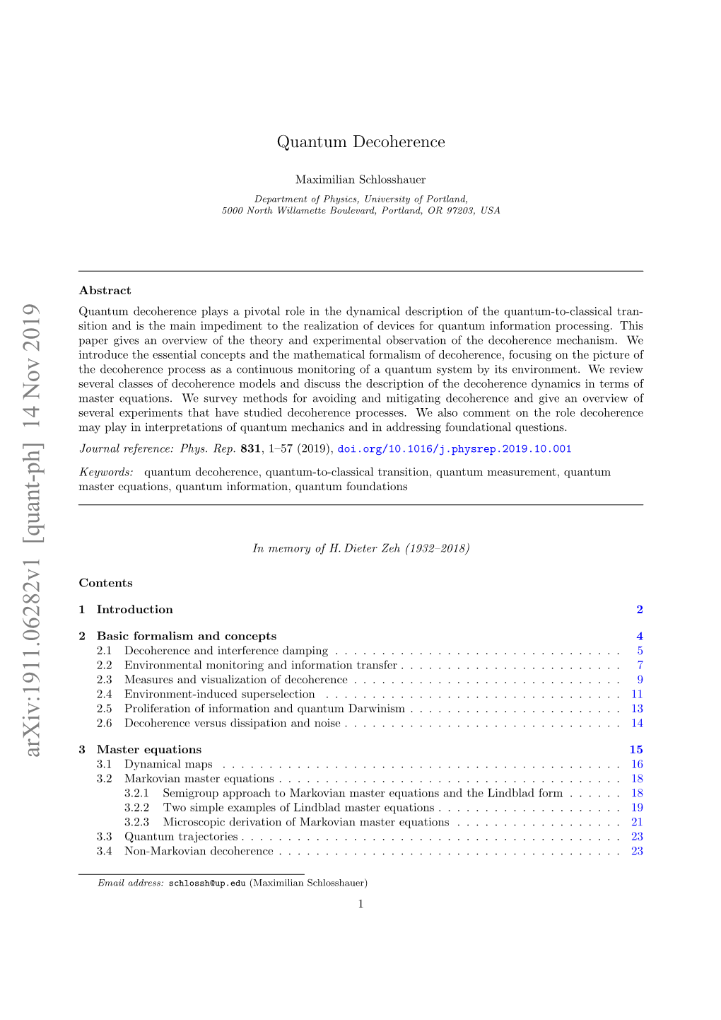 Arxiv:1911.06282V1 [Quant-Ph] 14 Nov 2019 3.1 Dynamical Maps