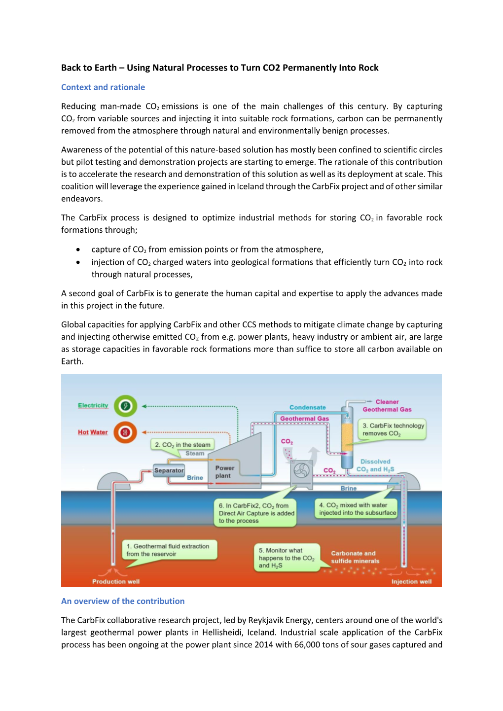 Earth – Using Natural Processes to Turn CO2 Permanently Into Rock