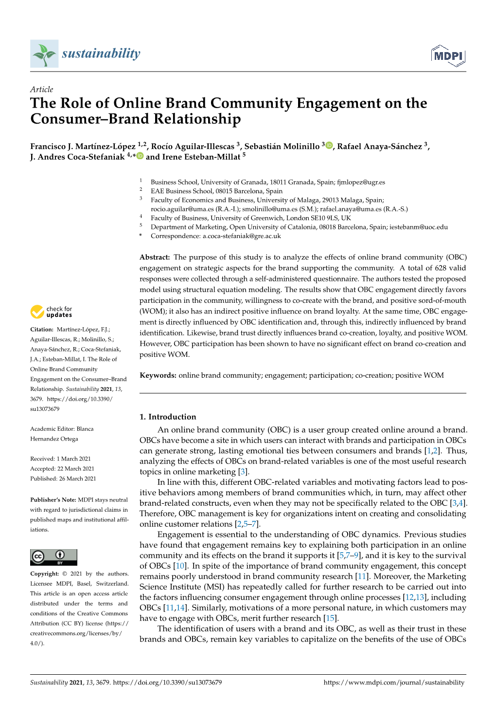The Role of Online Brand Community Engagement on the Consumer–Brand Relationship
