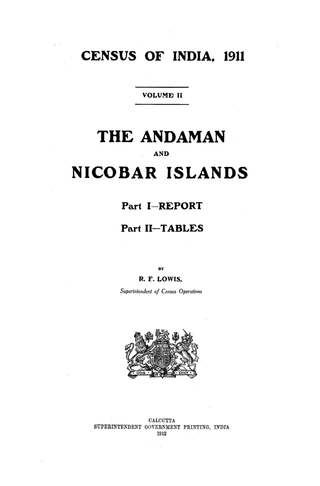 The Andaman and Nicobar Islands, Part I, II, Vol-II