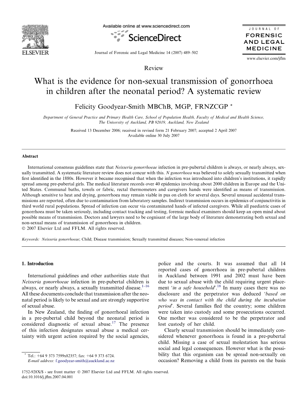 What Is the Evidence for Non-Sexual Transmission of Gonorrhoea in Children After the Neonatal Period? a Systematic Review