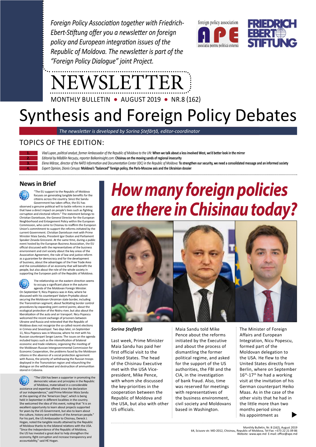 Newsletter on Foreign Policy and European Integration Issues of the Republic of Moldova