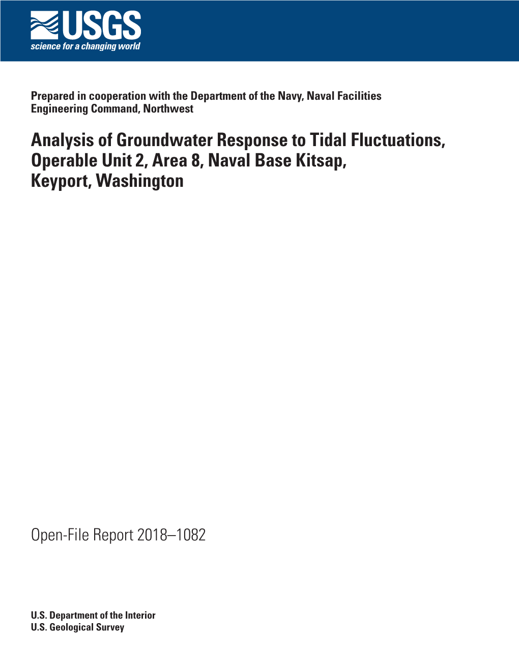 Analysis of Groundwater Response to Tidal Fluctuations, Operable Unit 2, Area 8, Naval Base Kitsap, Keyport, Washington