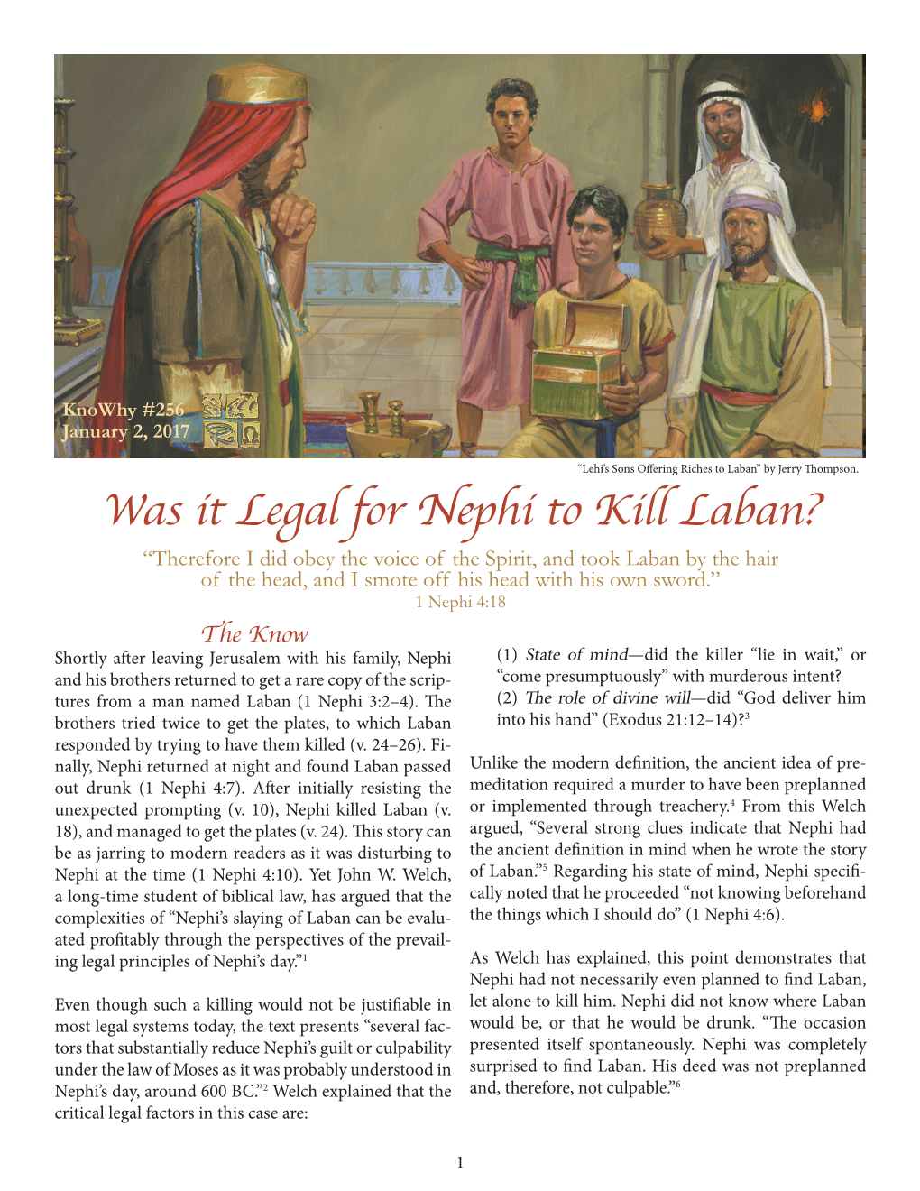 Was It Legal for Nephi to Kill Laban?