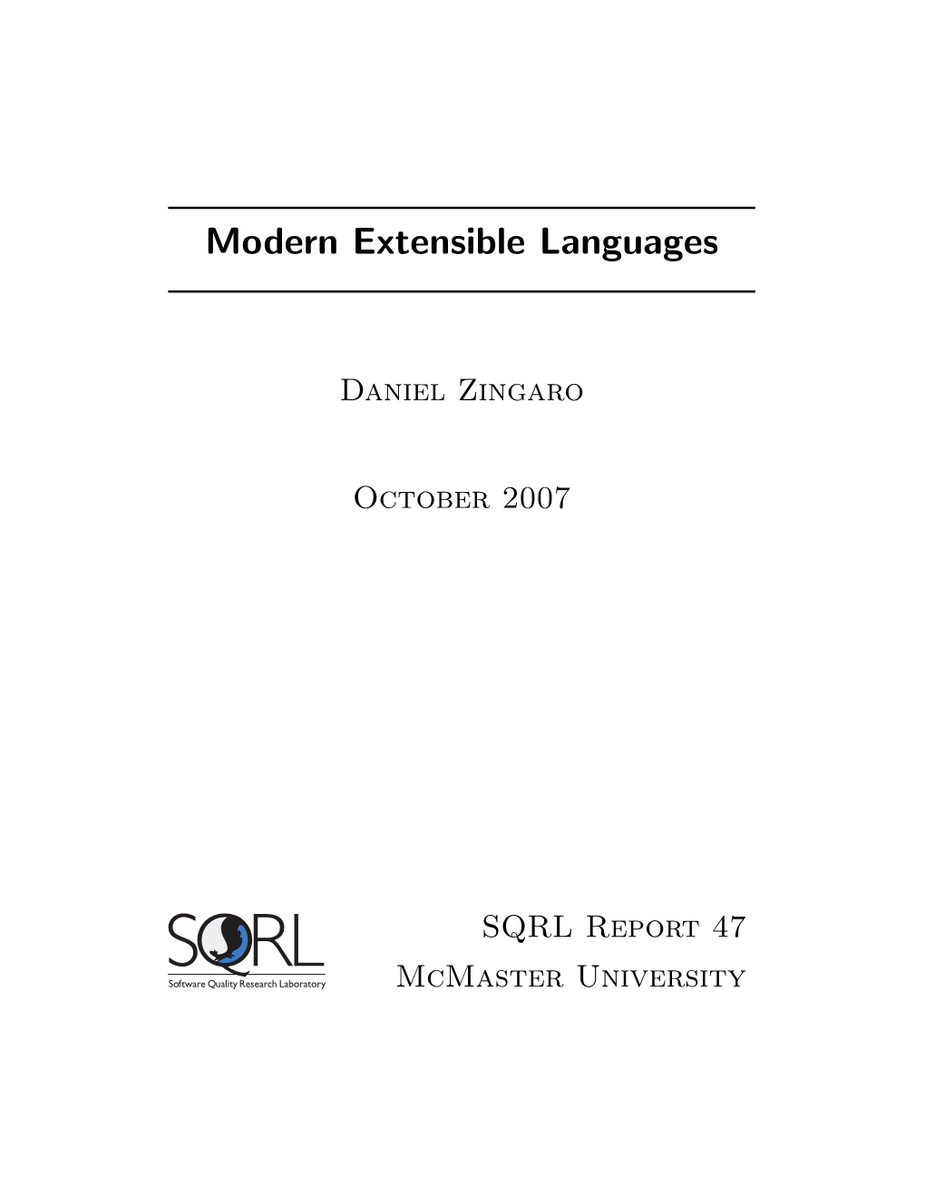 Modern Extensible Languages