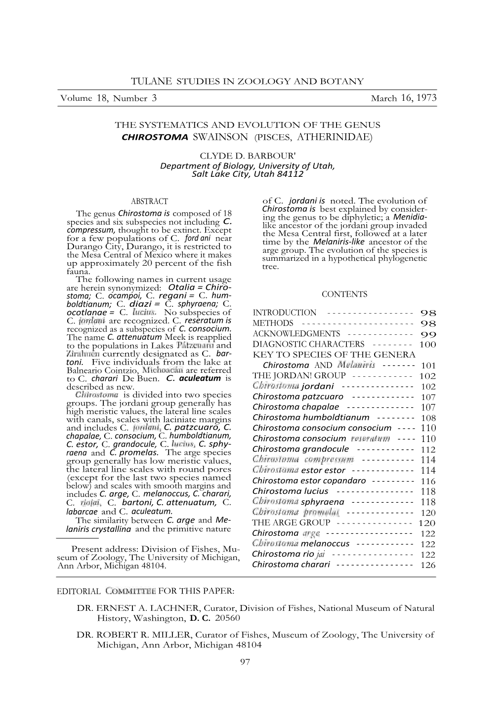 March 16, 1973 CHIROSTOMA SWAINSON