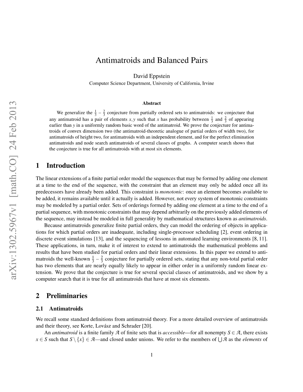 Antimatroids and Balanced Pairs