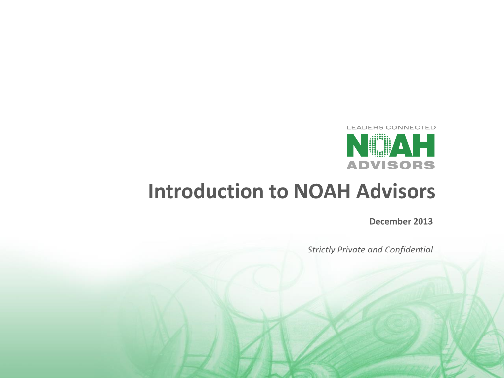 Introduction to NOAH Advisors