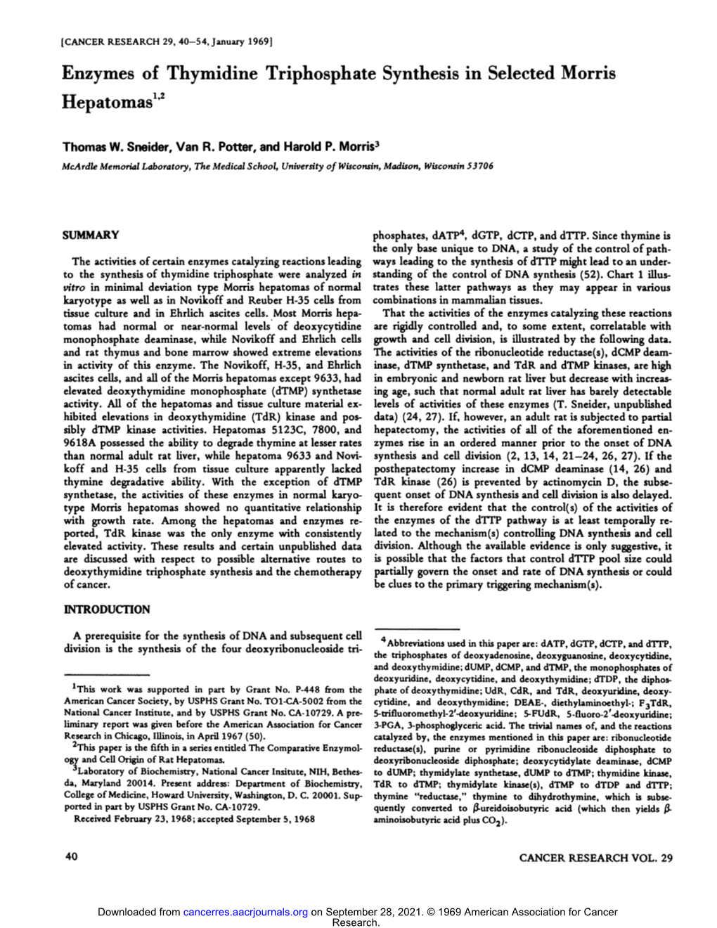 Enzymes of Thymidine Triphosphate Synthesis in Selected Morris Epatomas