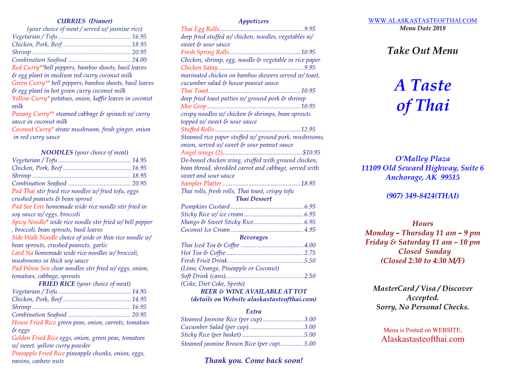 Take out Menu Combination Seafood