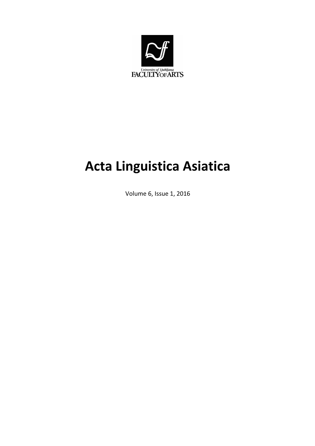 Acta Linguistica Asiatica