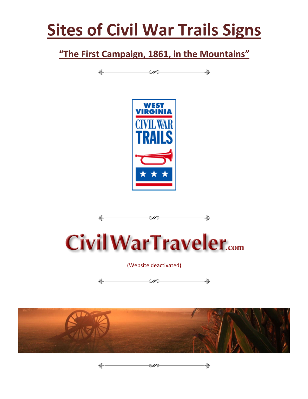 Sites of Civil War Trails Signs “The First Campaign, 1861, in the Mountains”